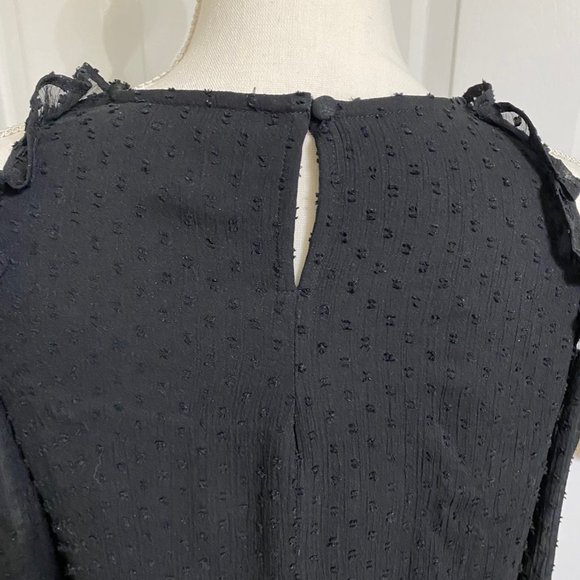 S Blue Rain Top with Embroidered Flowers on the Bell Sleeve Cuffs - Picture 7 of 10